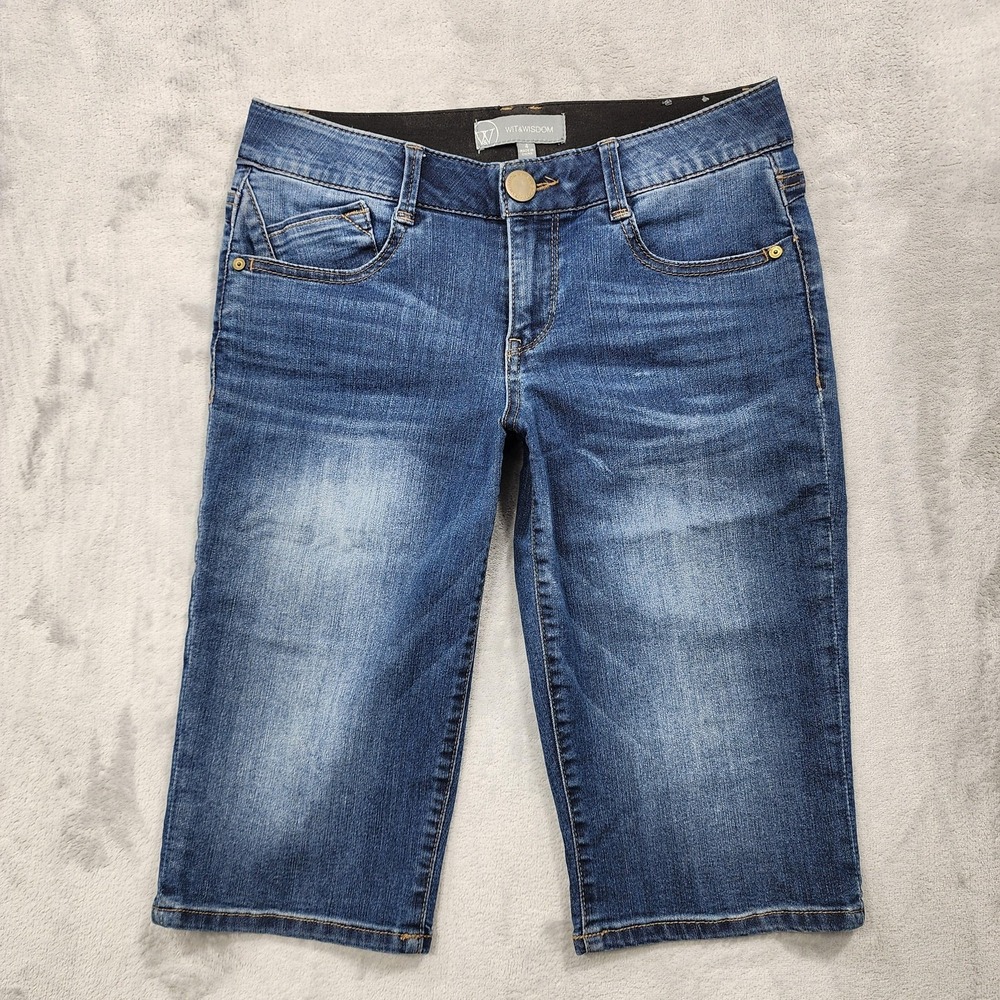 Wit & Wisdom Shorts Womens 4 Blue Bermuda Denim Stretch 5 Pocket Casual Summer